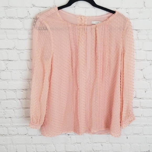 J. Crew Tops - Final Price J. Crew lace trim dot silk blouse